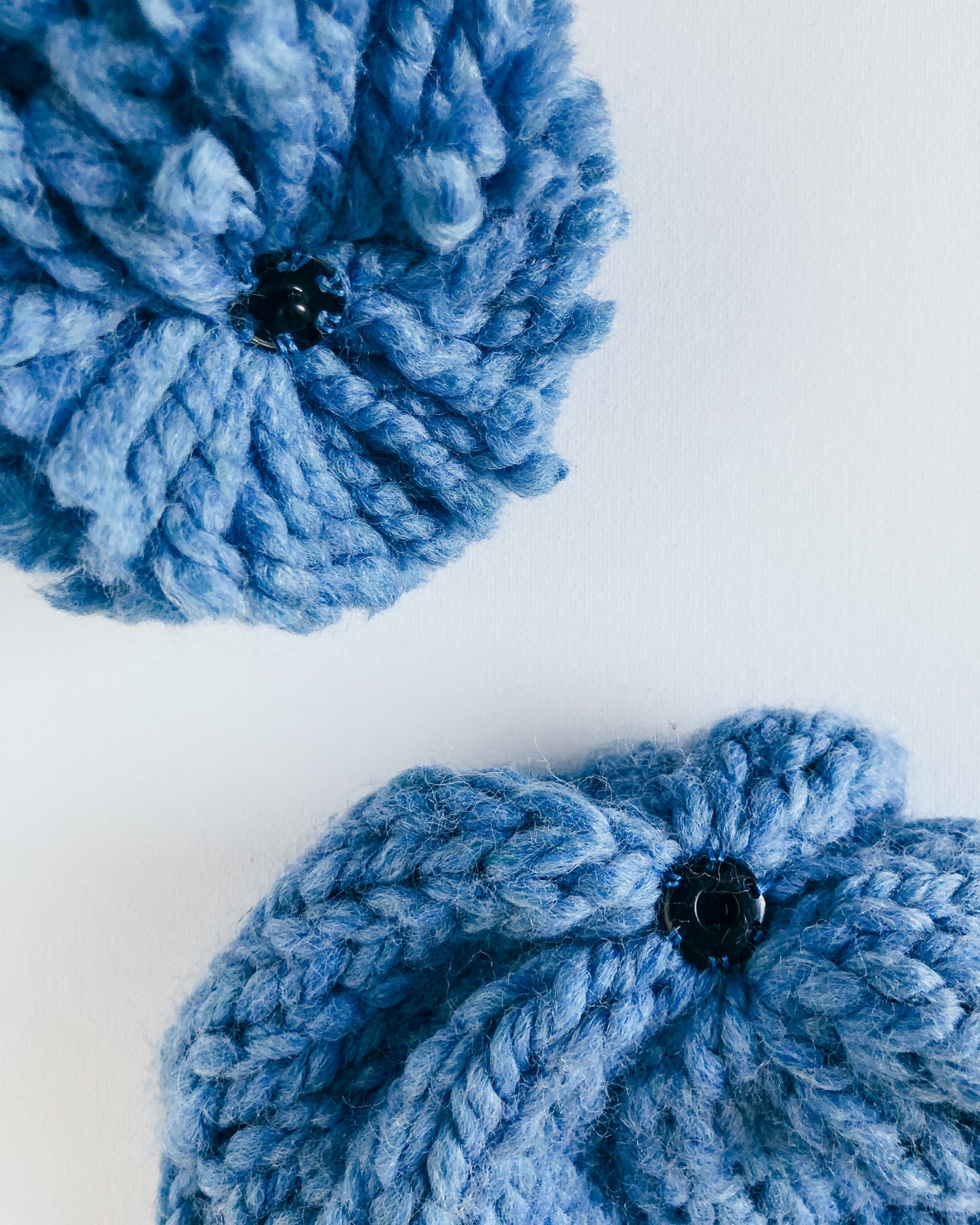 Bulky Hand Knit Pom Beanie - Light Blue