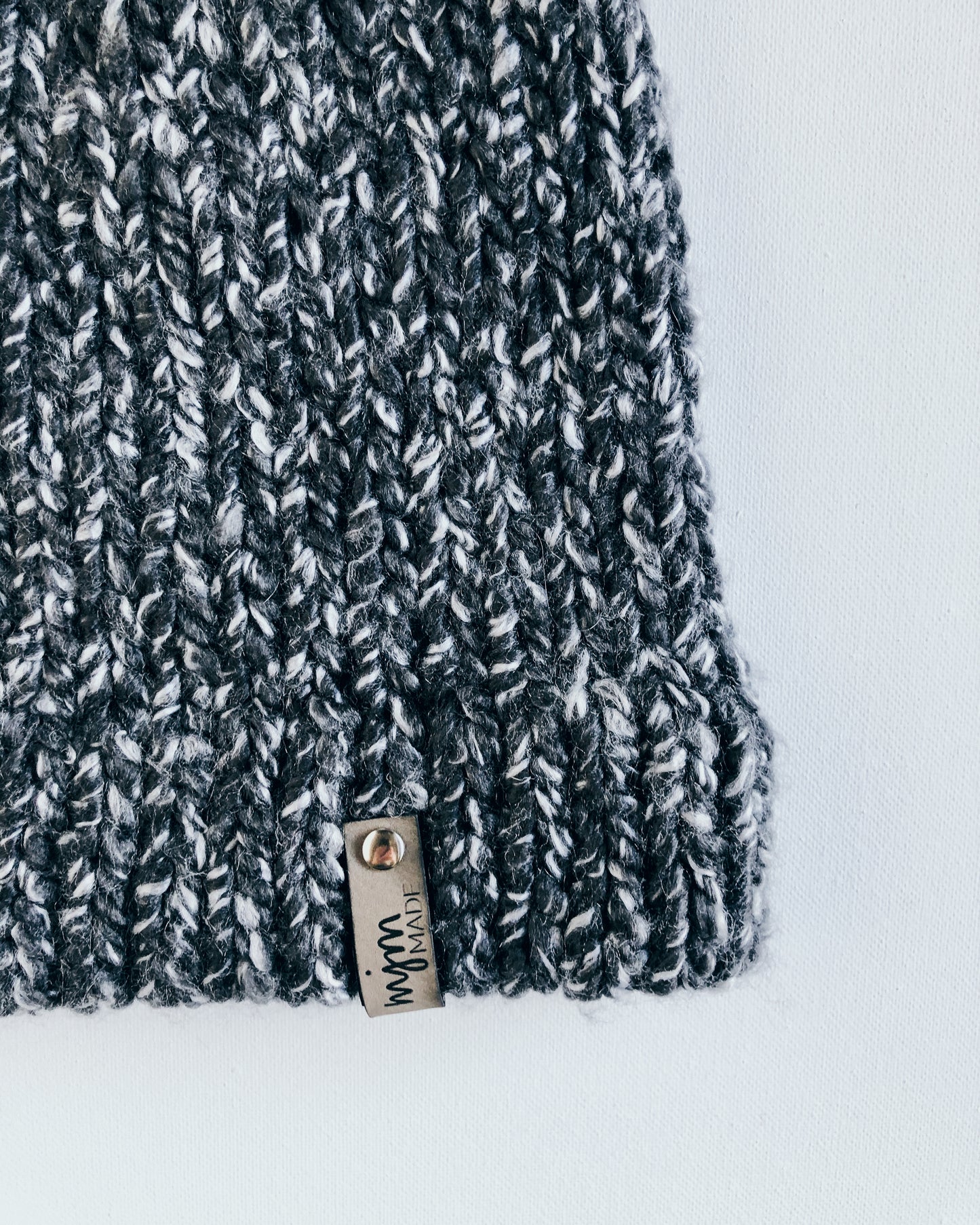 Speckled Hand Knit Pom Beanie