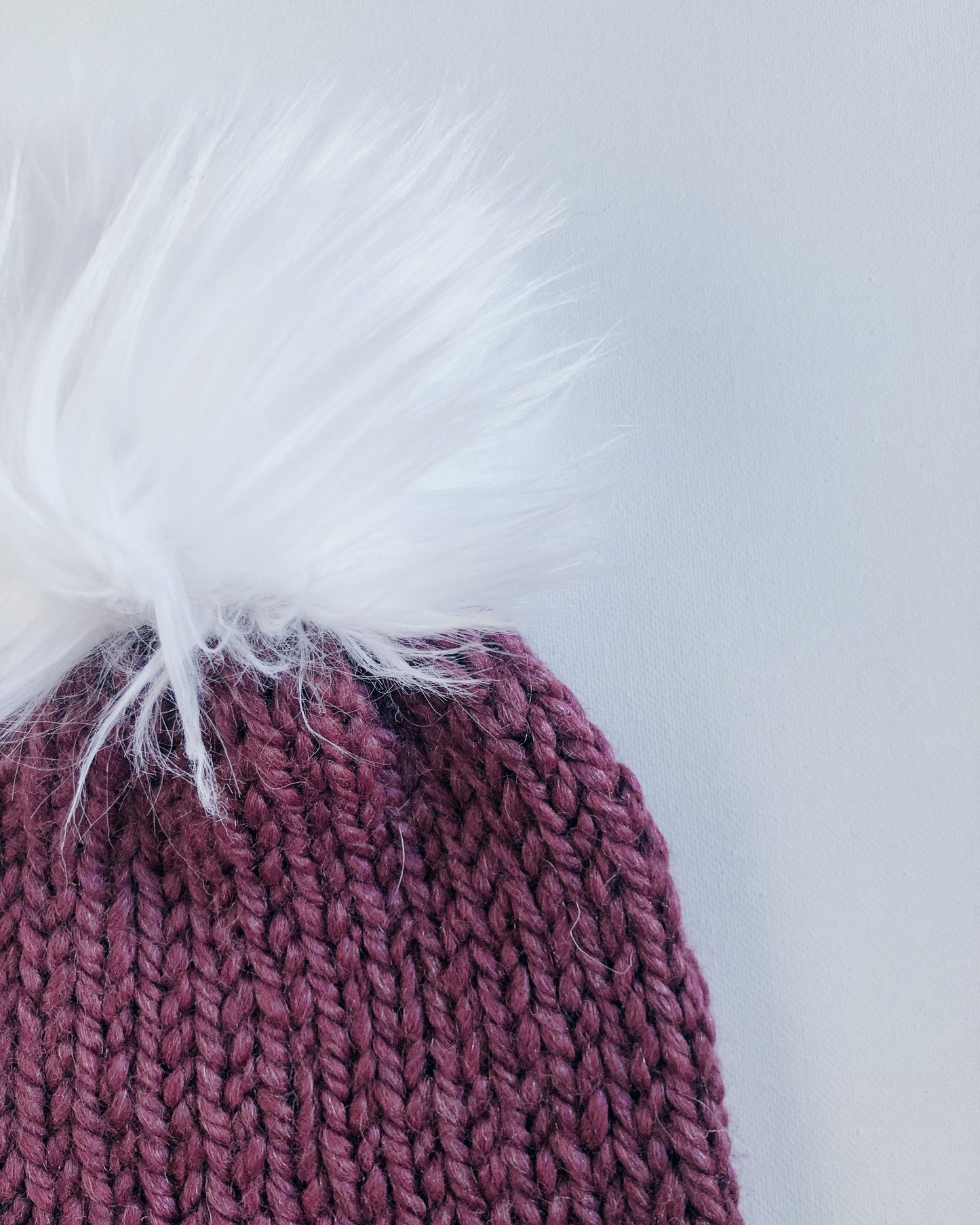 Bulky Hand Knit Pom Beanie - Fig