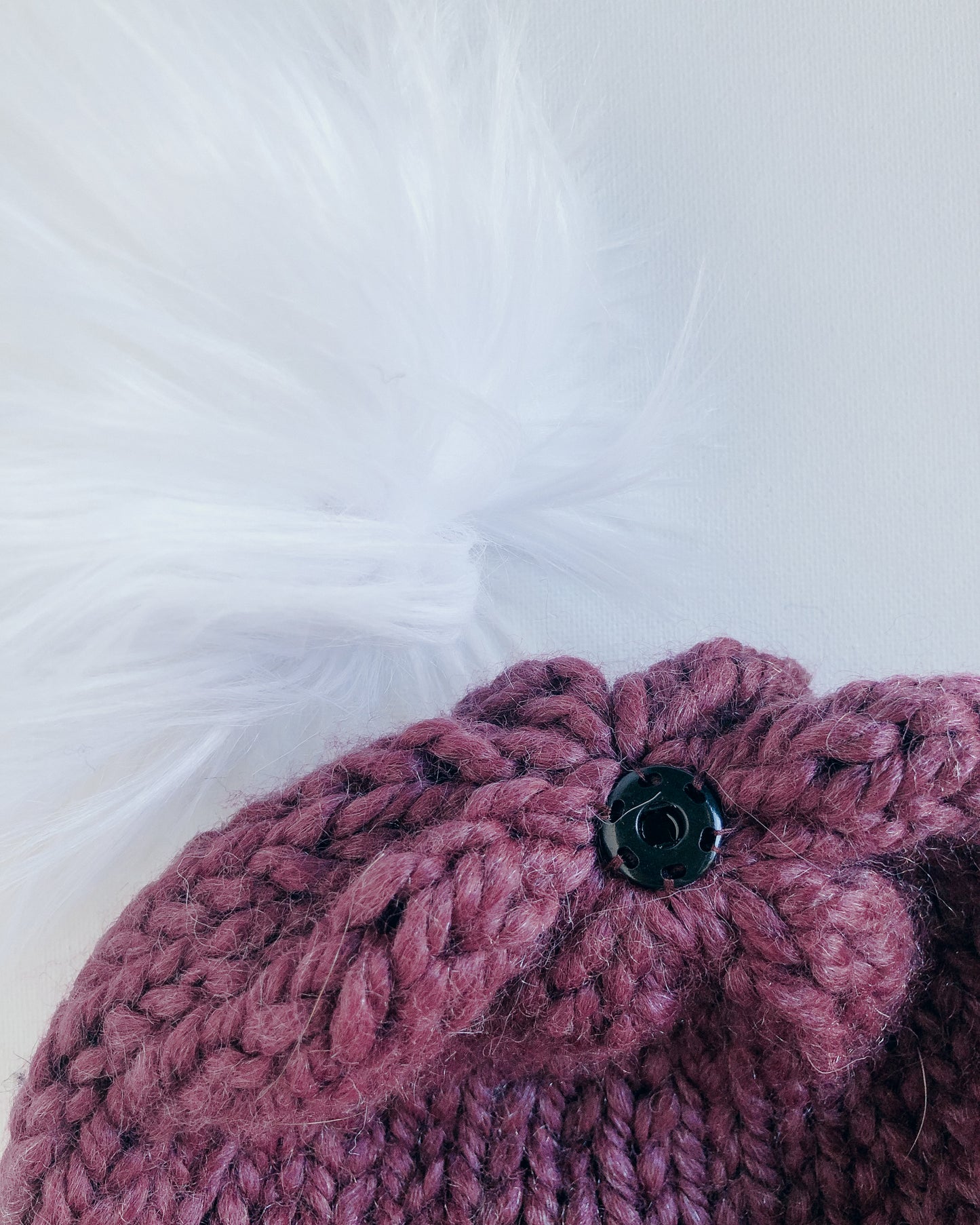 Bulky Hand Knit Pom Beanie - Fig