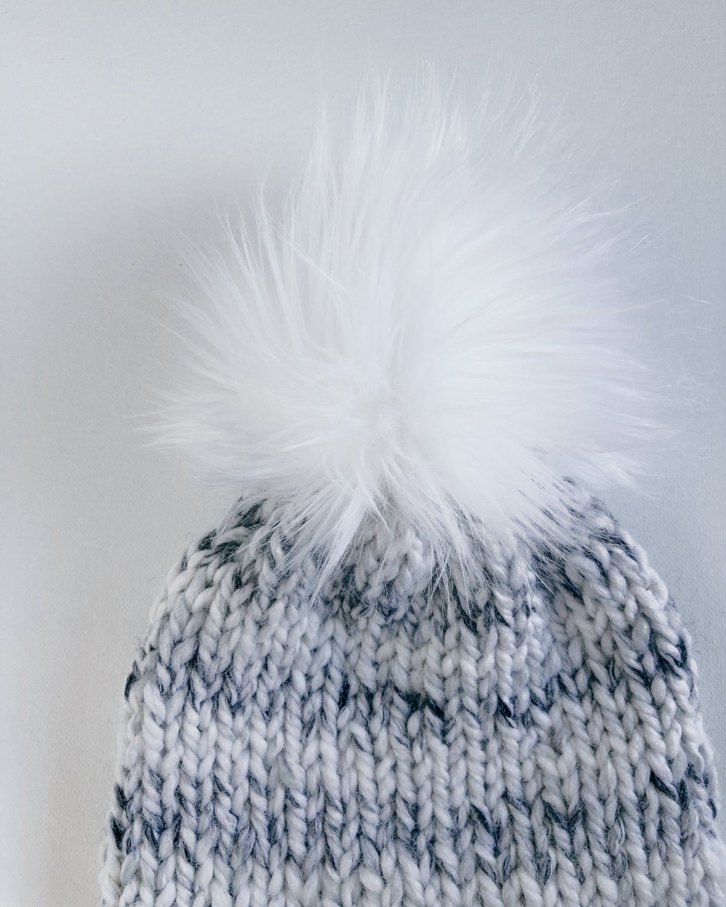 Bulky Hand Knit Pom Beanie - Marble