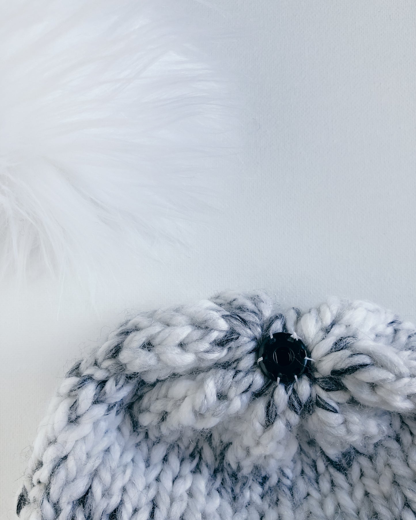 Bulky Hand Knit Pom Beanie - Marble