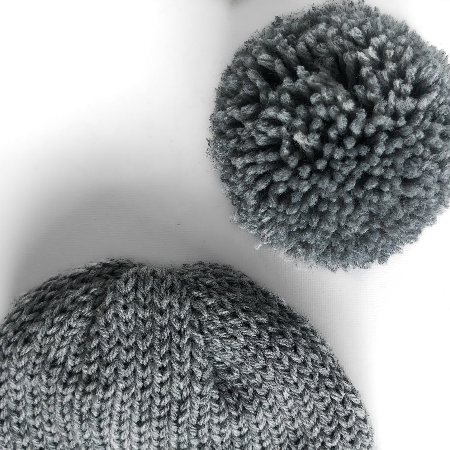 Double Knit Pom Beanie - Grey