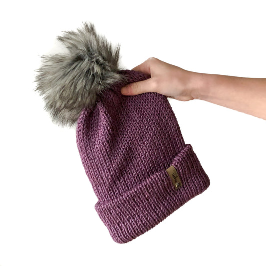 Double Knit Pom Beanie - French Lilac