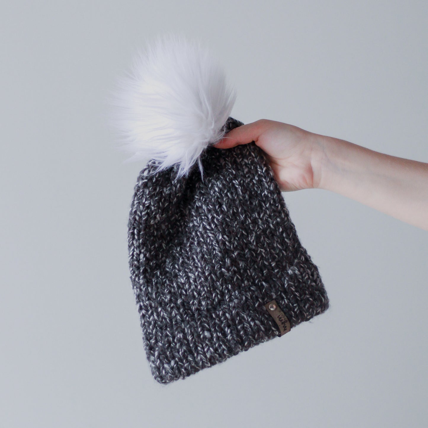Speckled Hand Knit Pom Beanie