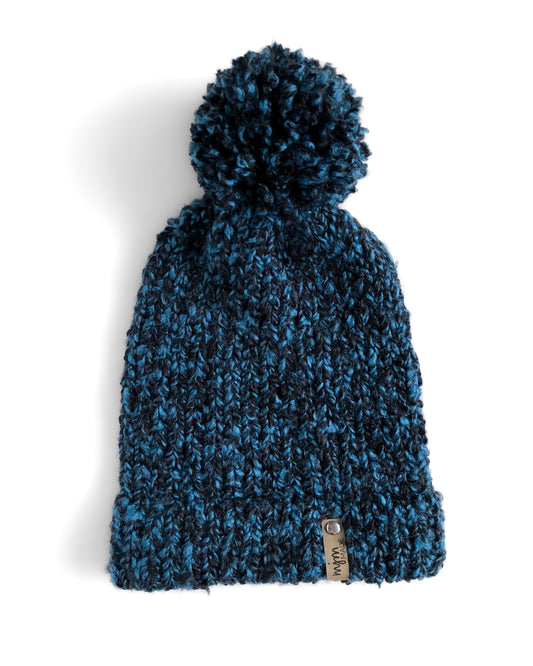 Speckled Hand Knit Pom Beanie