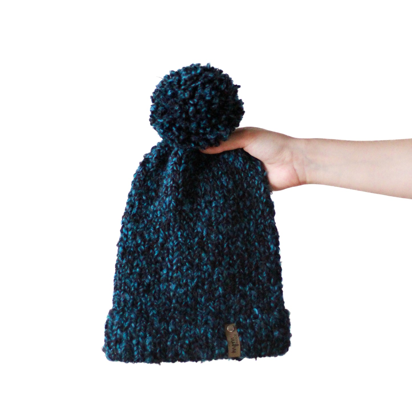 Speckled Hand Knit Pom Beanie