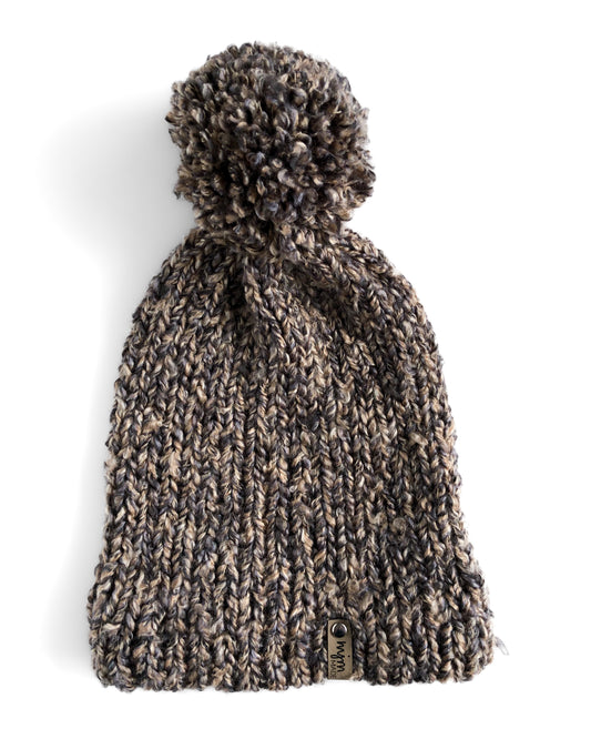 Speckled Hand Knit Pom Beanie