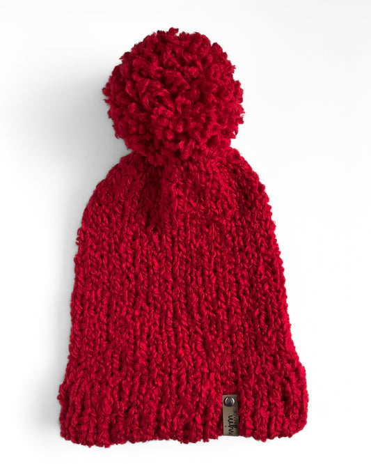 Speckled Hand Knit Pom Beanie