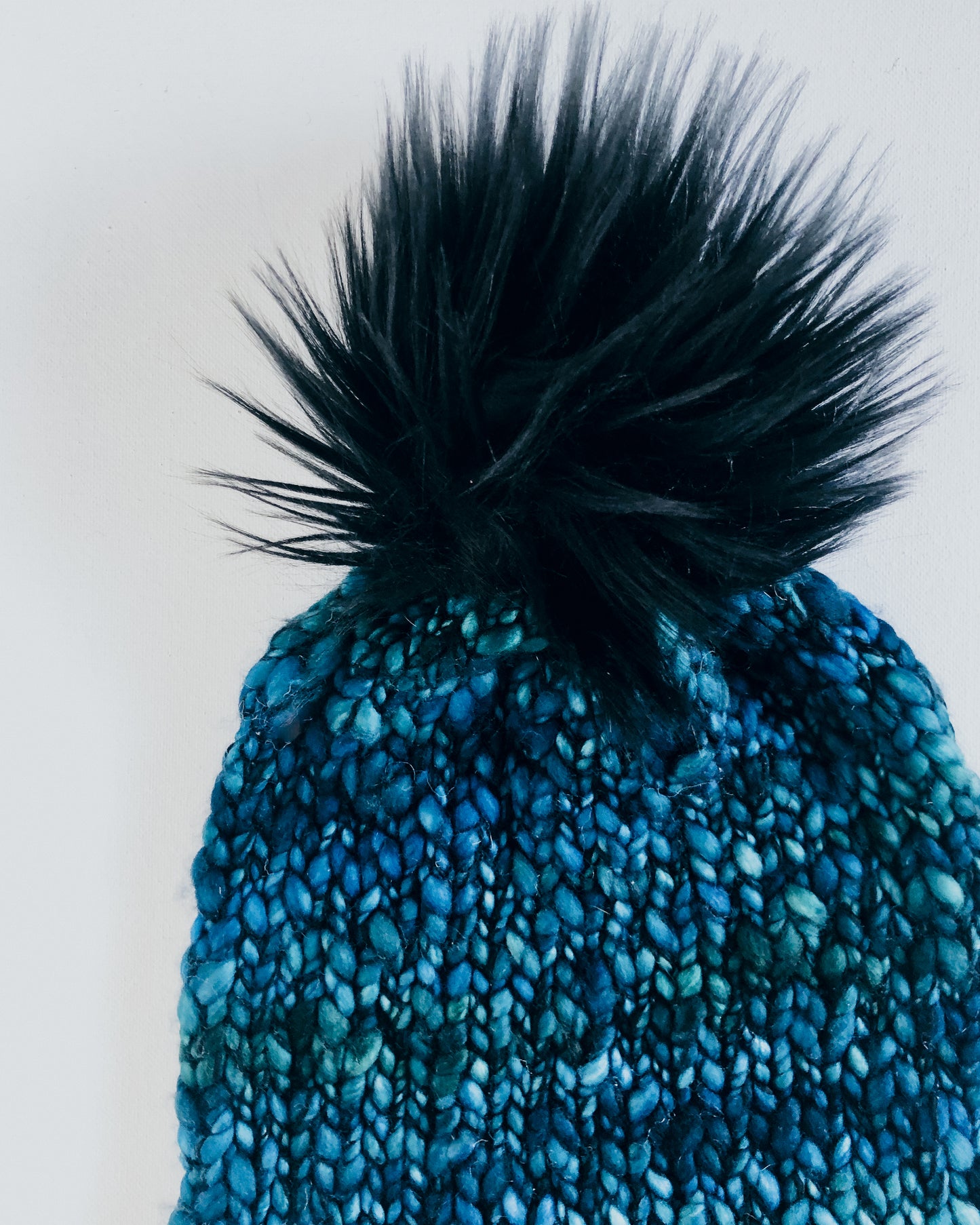 Merino Wool Chunky Hand Knit Pom Beanie