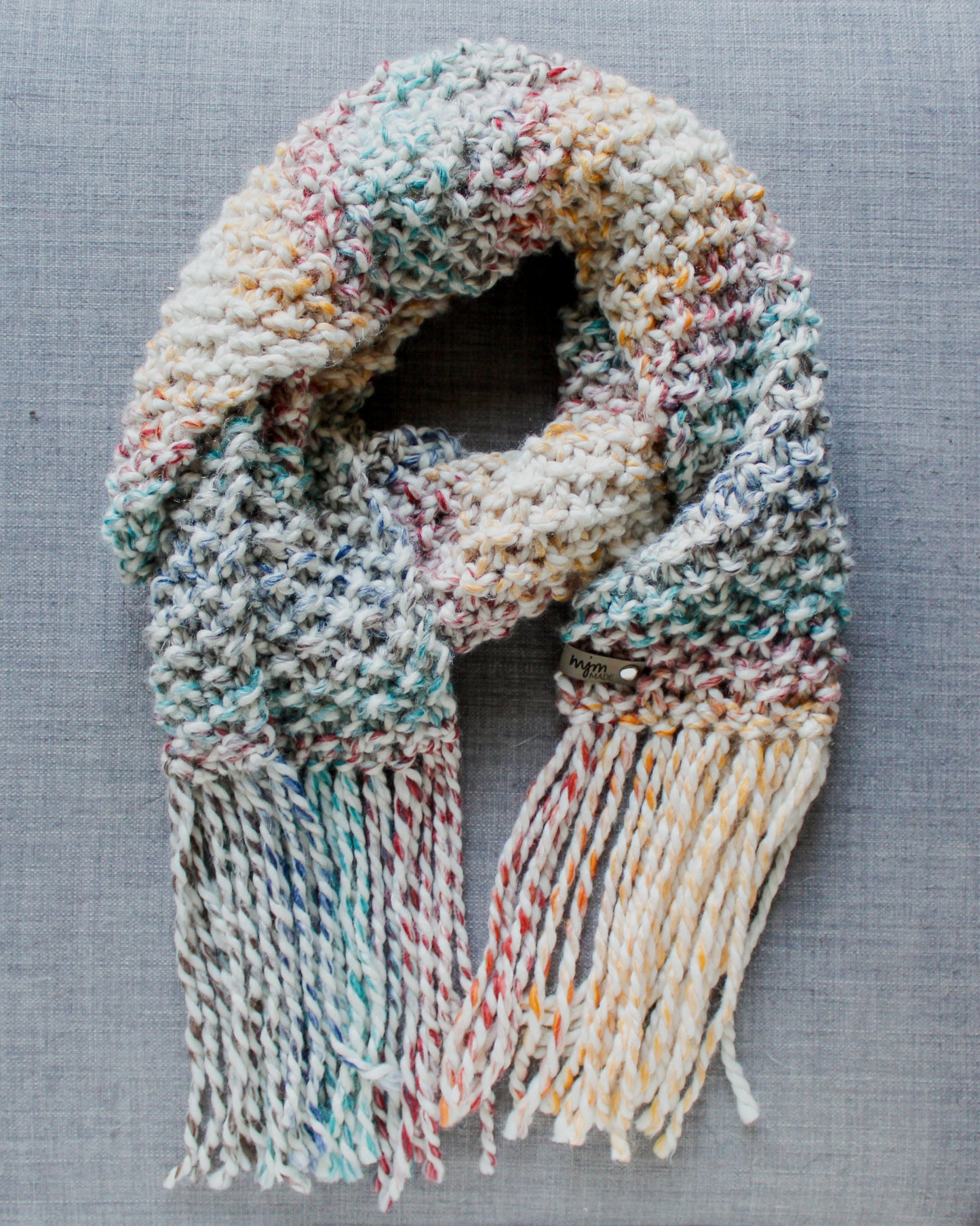 Rainbow Fringe Knit Scarf