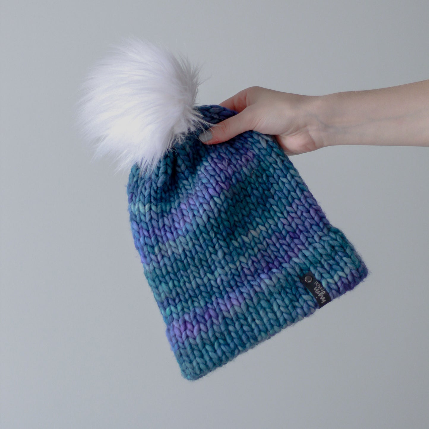 Merino Wool Chunky Hand Knit Pom Beanie