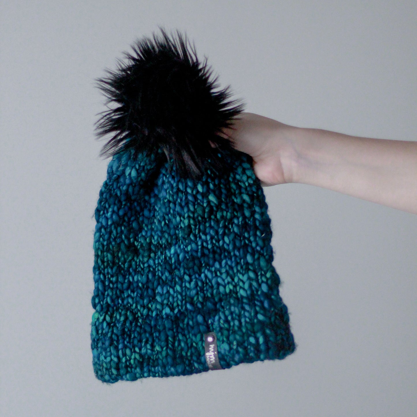 Merino Wool Chunky Hand Knit Pom Beanie