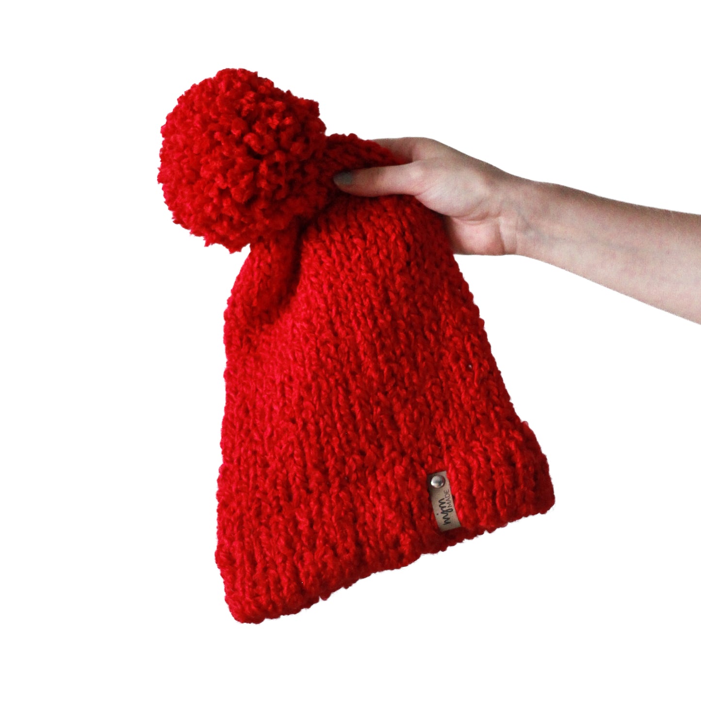 Speckled Hand Knit Pom Beanie